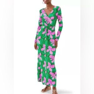 Lilly Pulitzer Tilli maxi dress green/violet/pink color sz 14